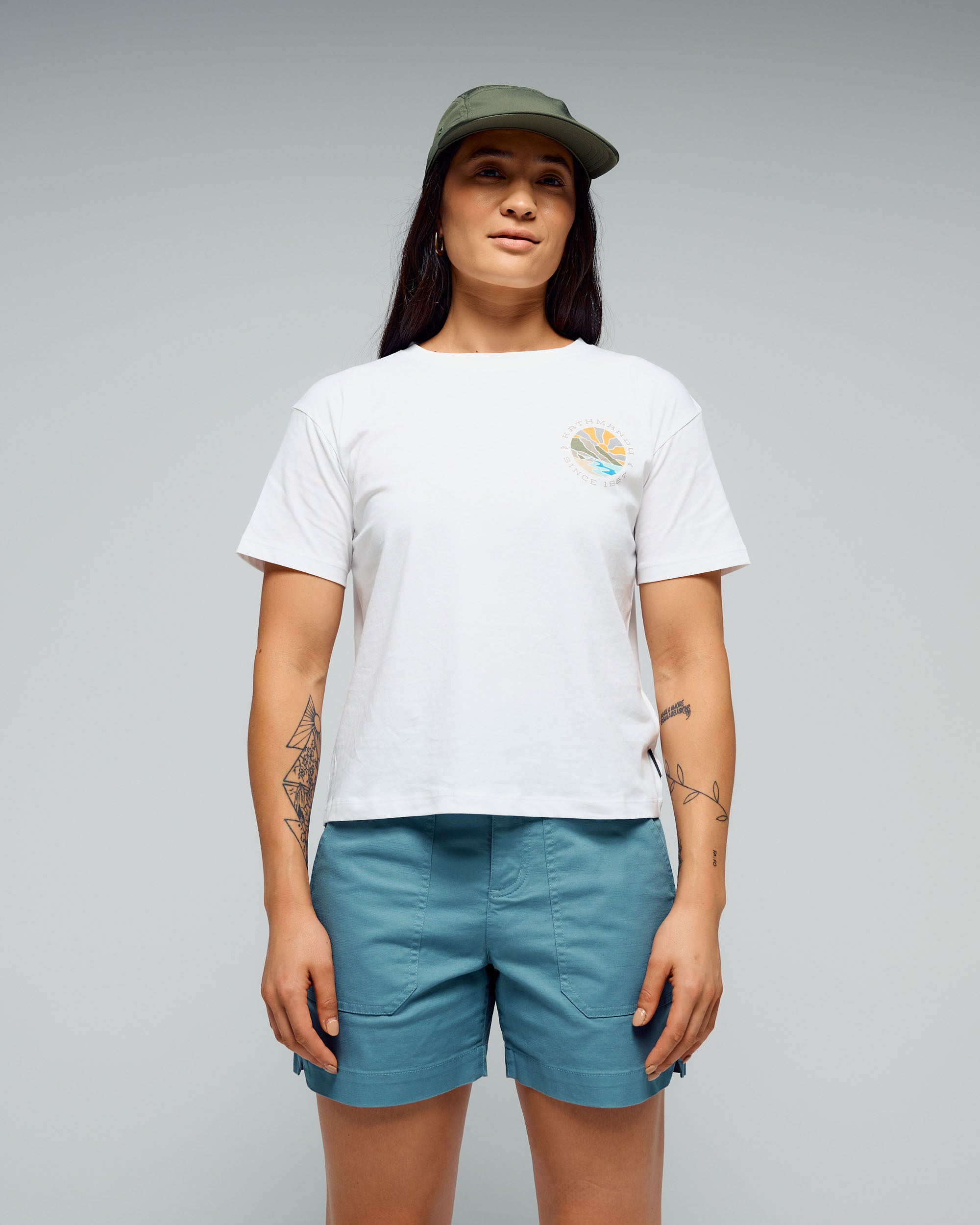 Women's Kathmandu Logo Sunburst Organic Cotton T-shirt - White