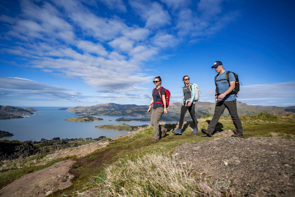 A trio out hiking Banks Peninsula
