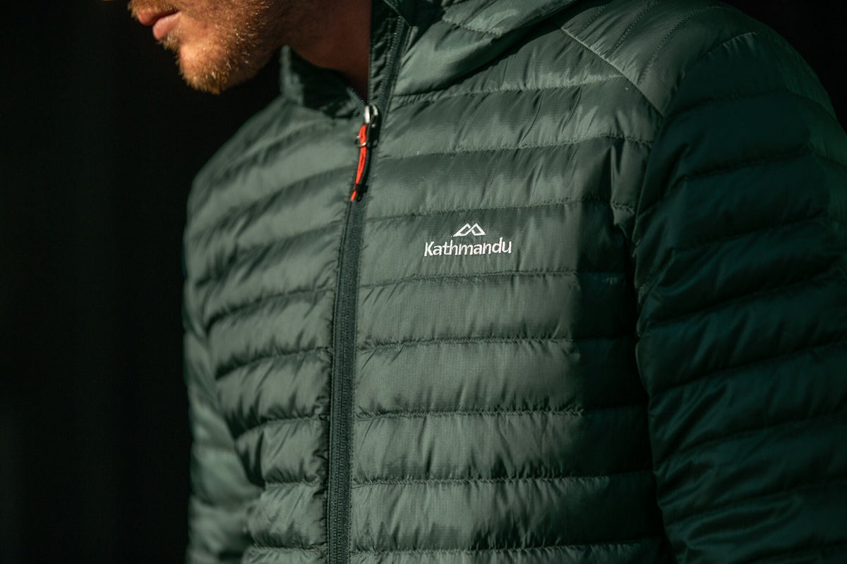 Close up of a Kathmandu Down jacket.