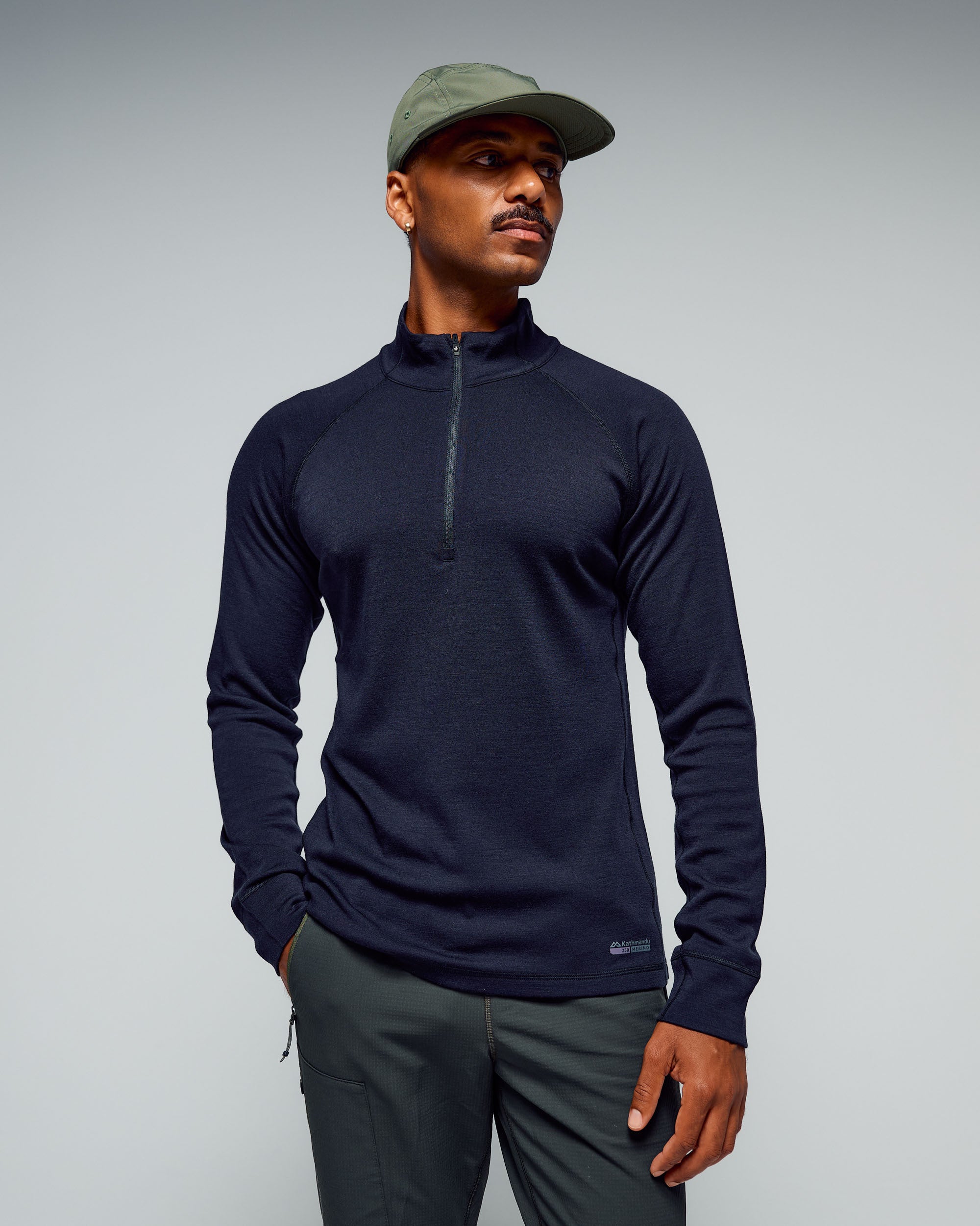 Men's K-Merino 250 Quarter Zip Long Sleeve - Black Stingray